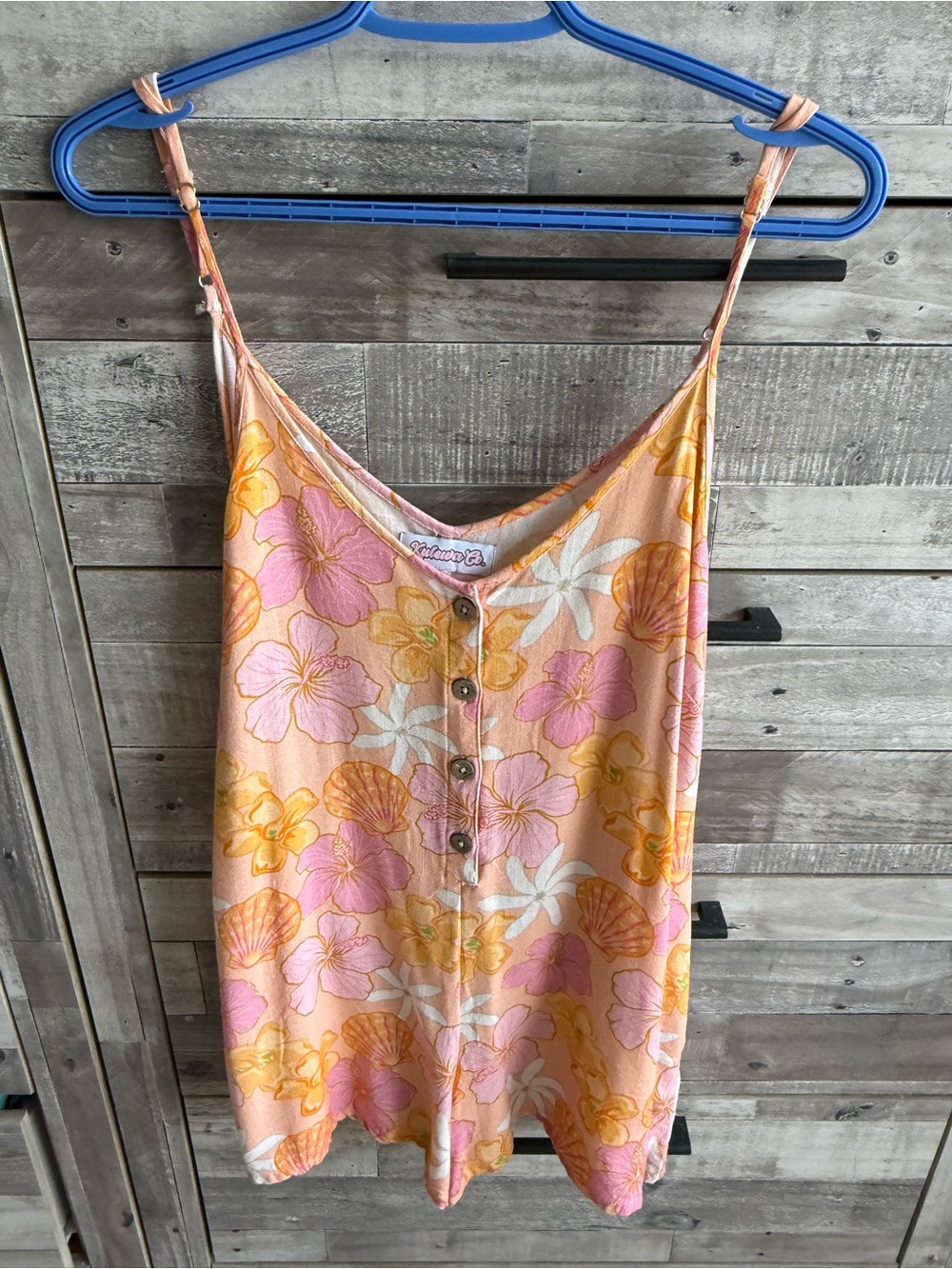 Floral Button-Front Romper - Peach & Pink